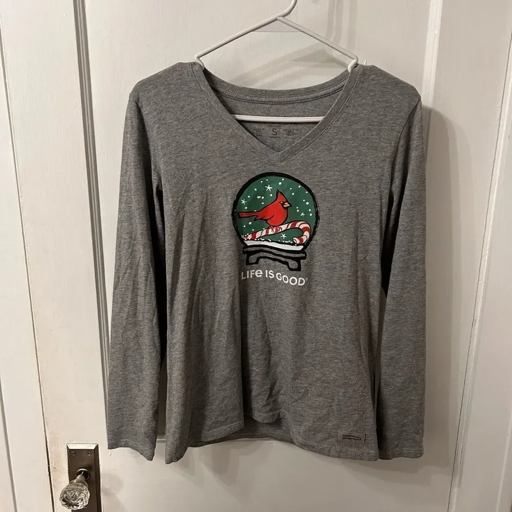 Life Is Good Gray Shirt with Festive Design